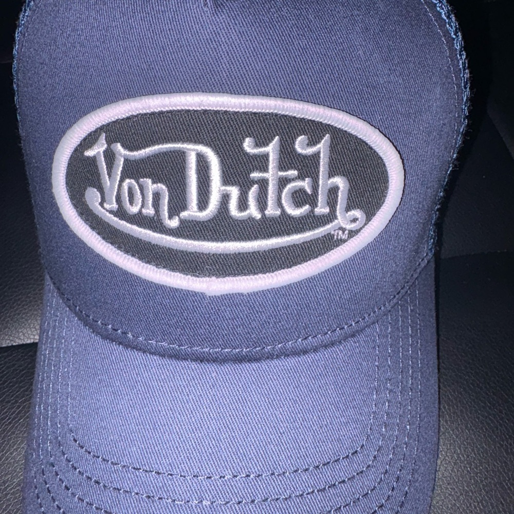 Von Dutch Navy & White Embroidered Logo Trucker Hat